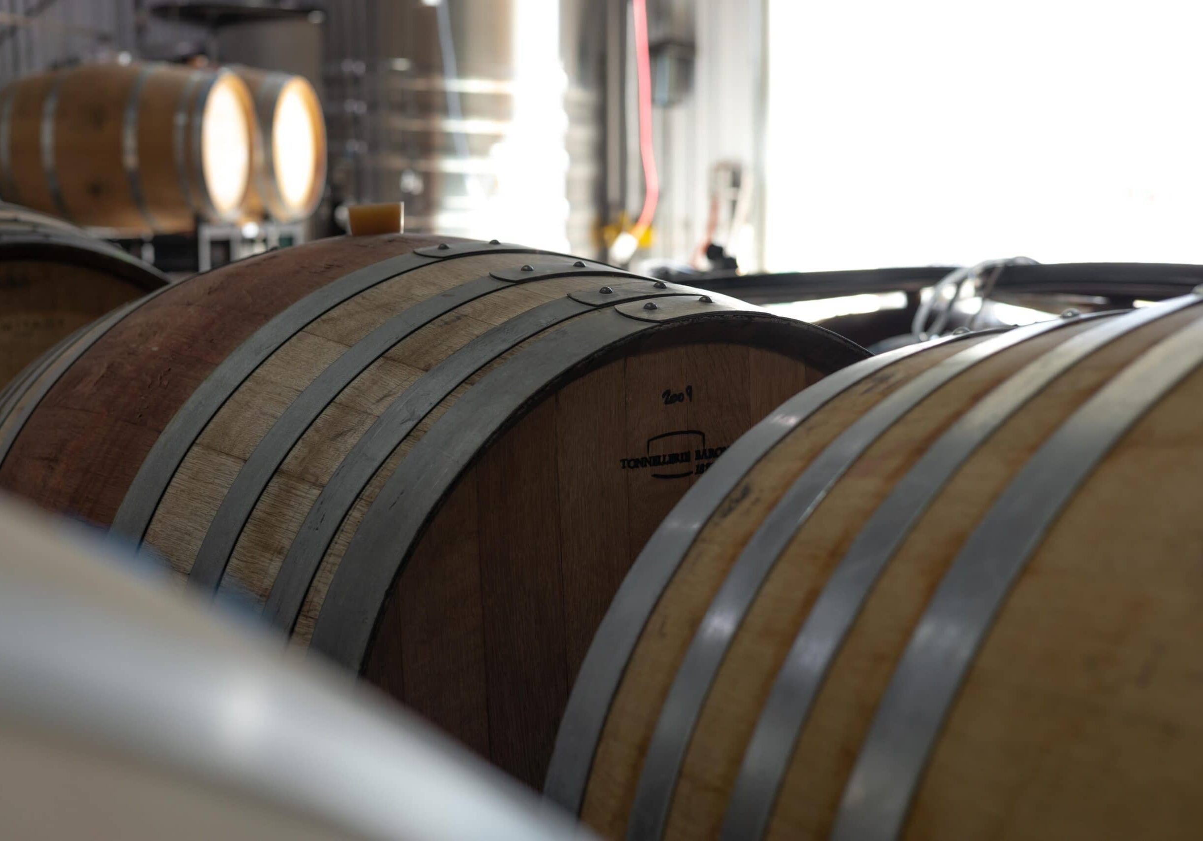 Barrels lined up horizontally