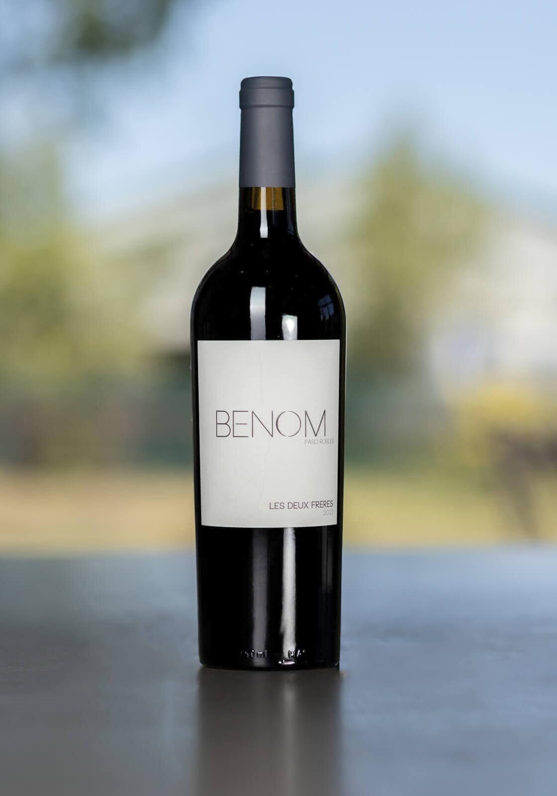 A bottle of 2022 Les Deux Freres BENOM Wine