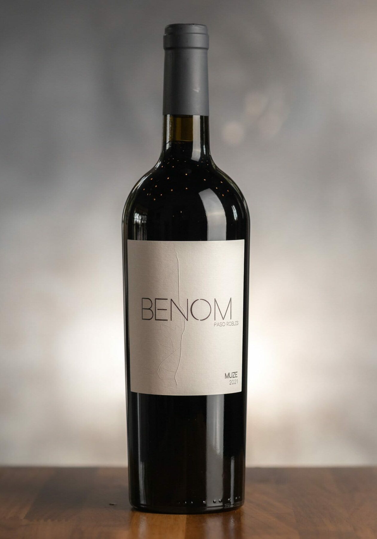 A bottle of BENOM Muze wine - Paso Robles Mourvedre, Cabernet Sauvignon, Syrah